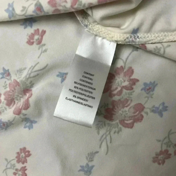 WAYF Alexa Short Sleeve Front Slit Midi Dress Ivory Whisper Pink Floral 1X NWT - Picture 6 of 14